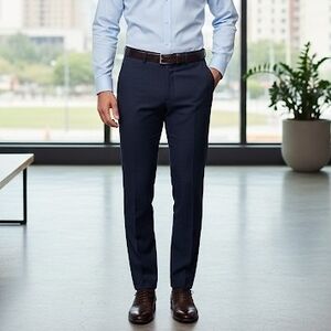 Perry Ellis Men’s Slim Fit Blue Micro-Check Dress Pants 34x32